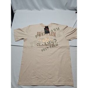 Phat Farm Mens Vintage Beige Graphic Design Retro Shirt 90s Y2K Hip Hop Sz 4xl